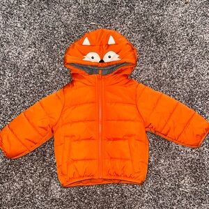 Carters Brand Orange Foxy Winter Coat Size 12 Months Like New